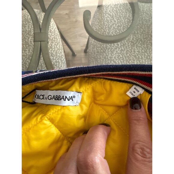 Dolce & Gabbana Kids Panelled Logo Patch Bomber Jacket In Blue 11/12Y - Picture 8 of 15